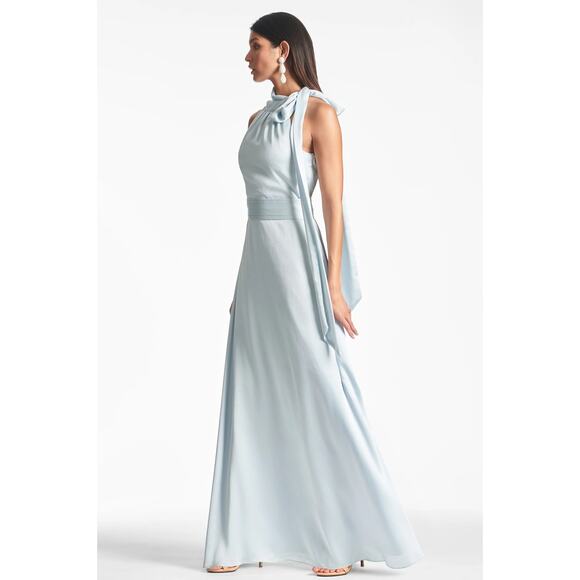 Sachin & Babi Ice Blue Kayla Dress, Formal Maxi Halter, $285 retail, size 14 - Picture 1 of 9
